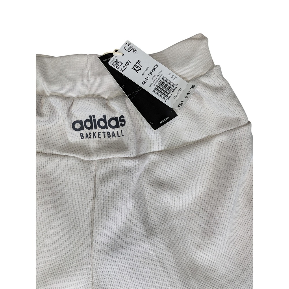 Adidas Basketball Select Shorts Mens XS 7 Inch Off White Tan IC2409 NWT - Picture 4 of 8
